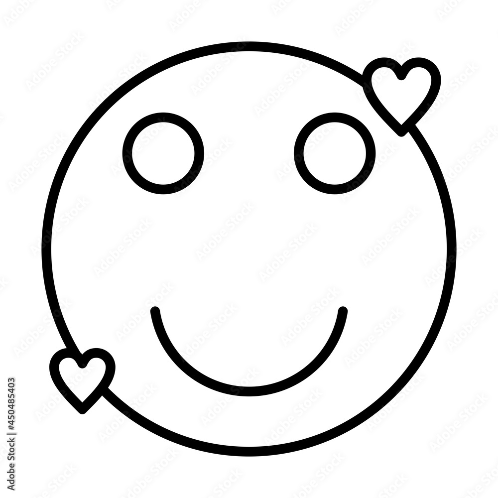 Love Face Smiley Vector Line Icon Design Love Face Smiley Vector Line Icon Design