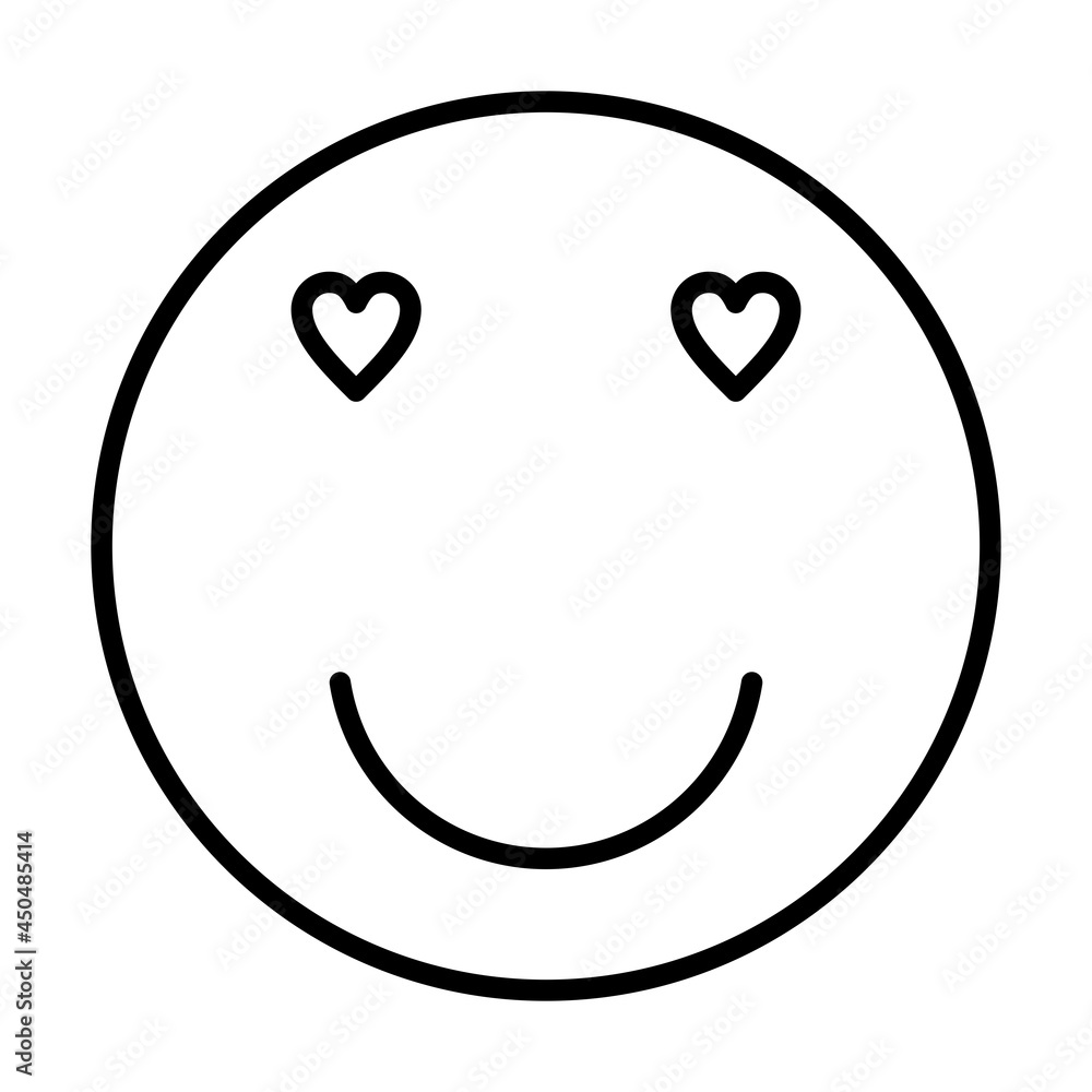 Heart Eye Smiley Face Vector Line Icon Design Heart Eye Smiley Face Vector Line Icon Design