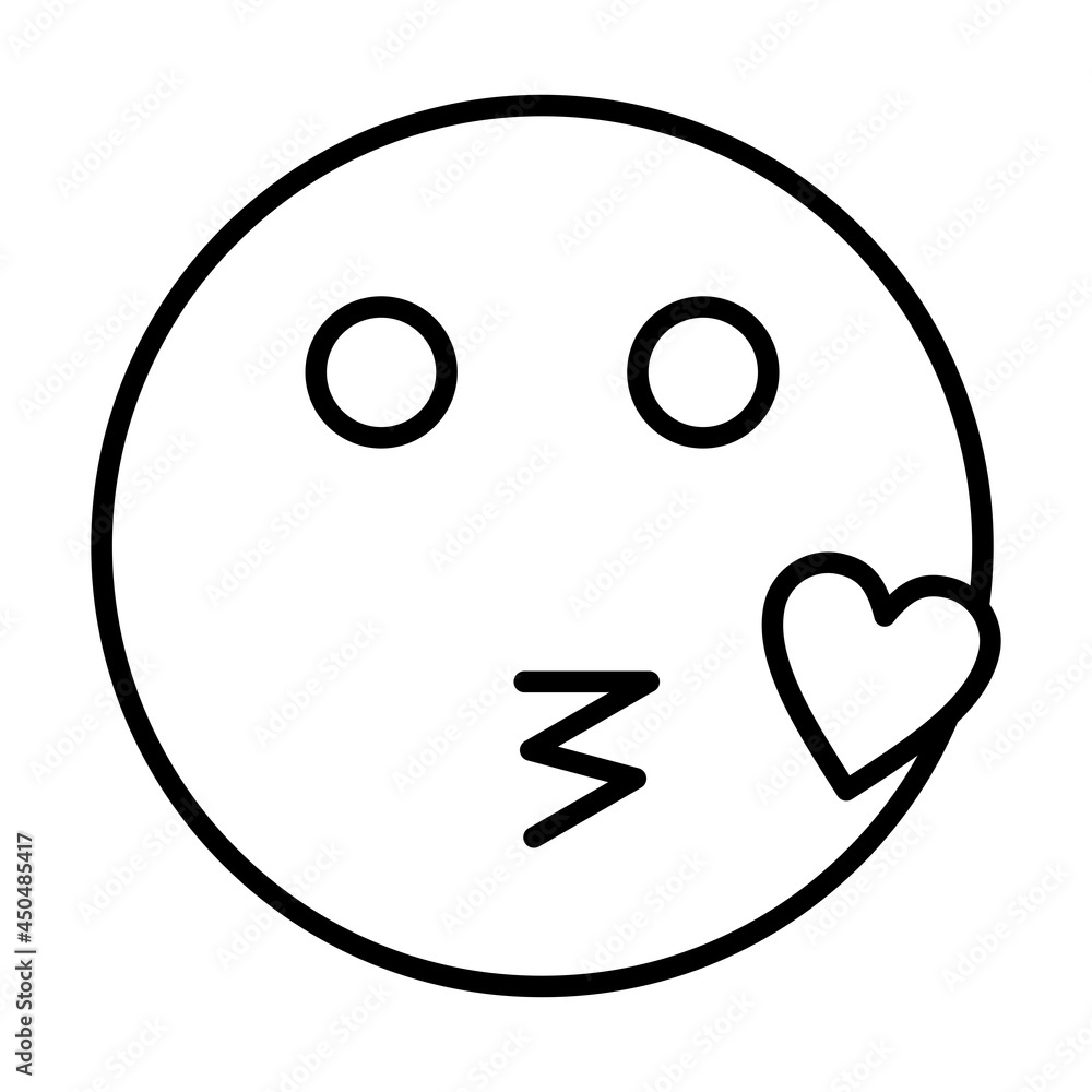 Kissing Heart Smiley Face Vector Line Icon Design Kissing Heart Smiley Face Vector Line Icon Design