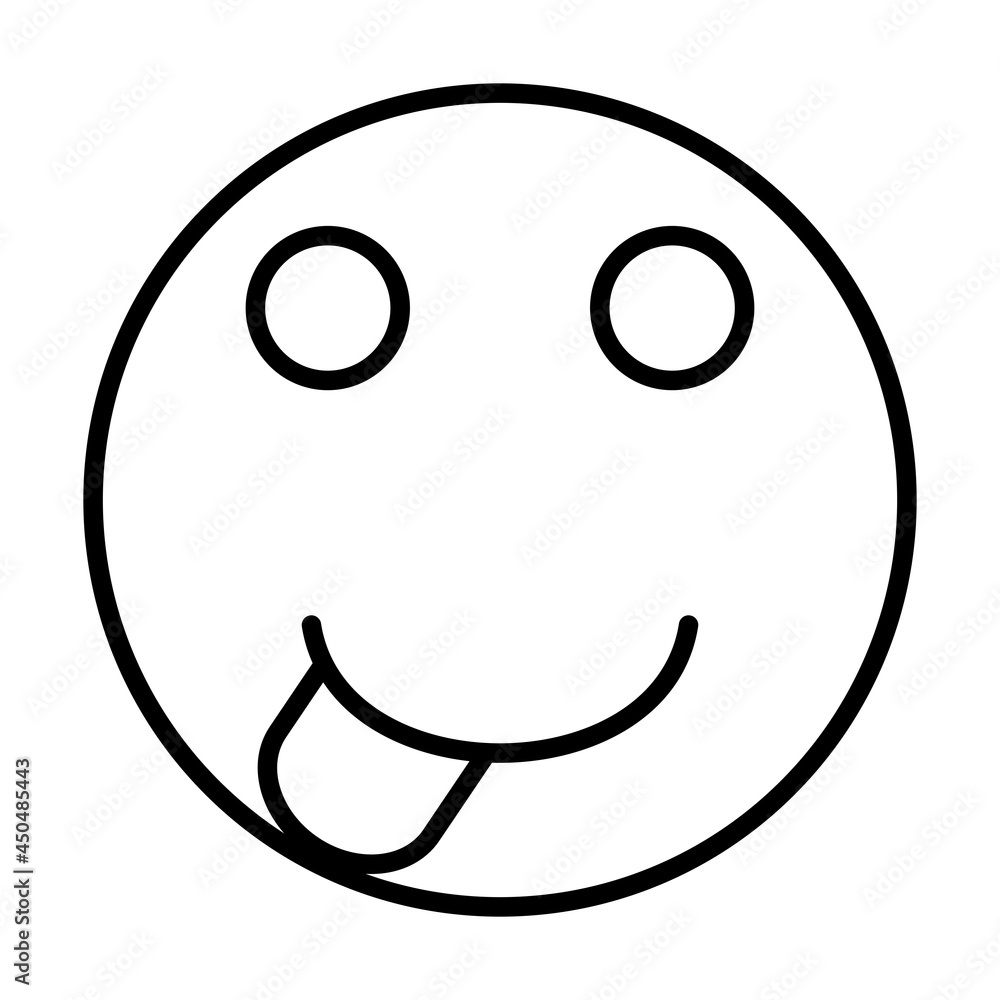 Crazy Smiley Face Vector Line Icon Design Crazy Smiley Face Vector Line Icon Design