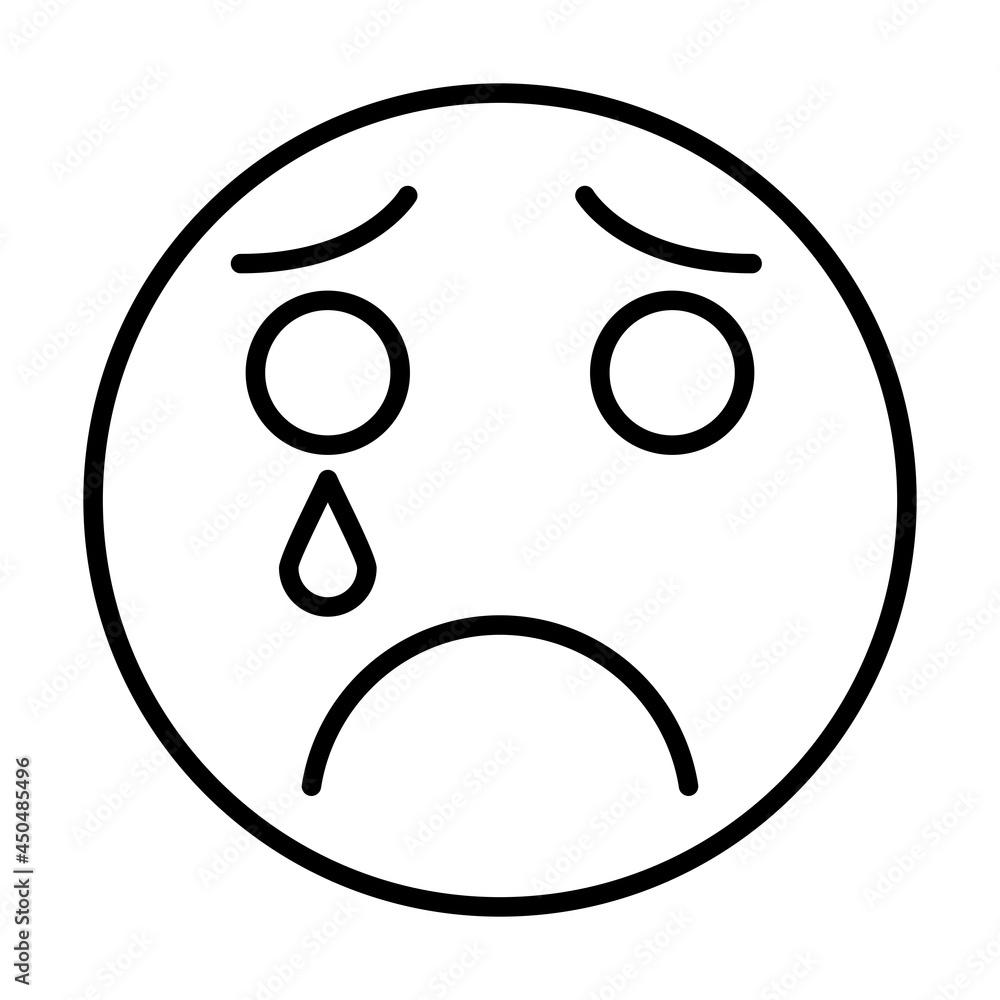 Sad Weeping Smiley Face Vector Line Icon Design Sad Weeping Smiley Face Vector Line Icon Design