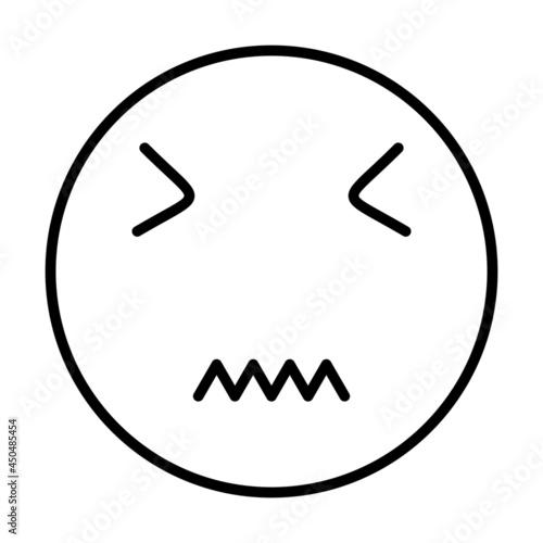 Confounded Smiley Face Vector Line Icon Design