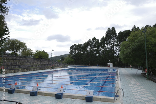 Swimming pool in a cloudy day