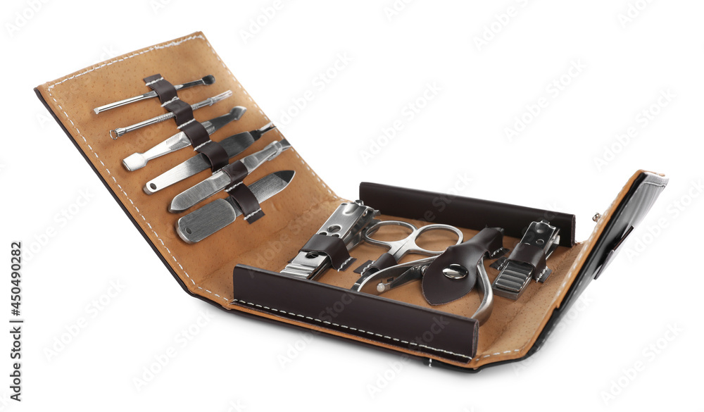 Manicure set in case isolated on white Manicure set in case isolated on white