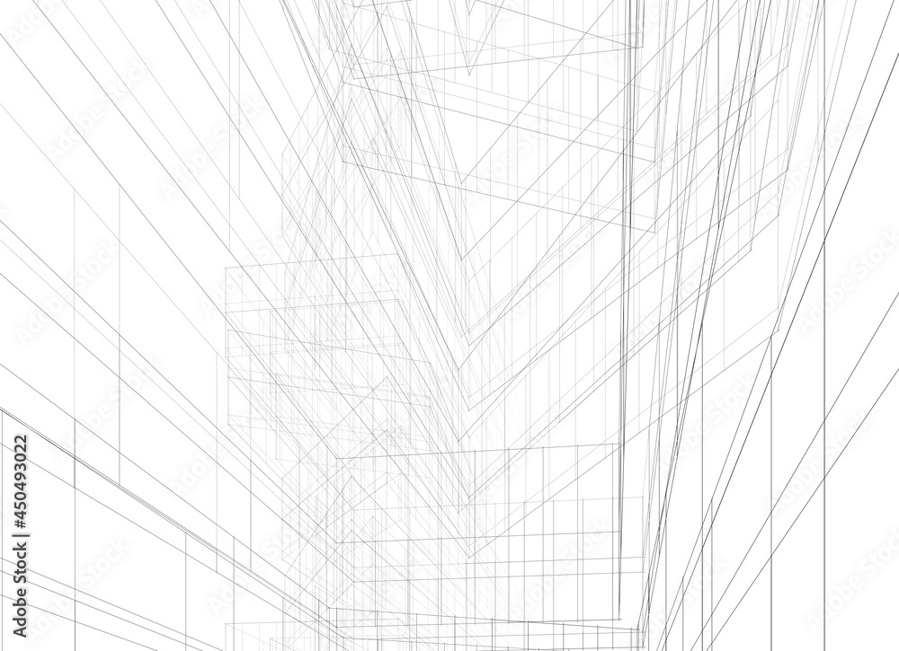 abstract architectural drawing 3d  illustration