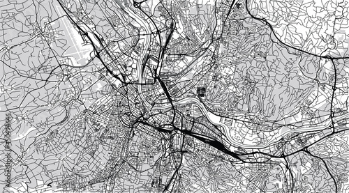 Urban vector city map of Basel, Switzerland, Europe