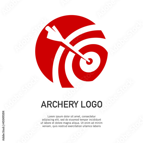 Vector illustration of archery target logo in negative space style. Perfect for the design element of a clean and modern company logo. Arrow and target logo template.