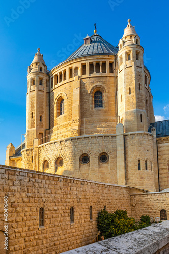 Benedictine Dormition Abbey on Mount Zion, near Zion Gate  outside walls of Jerusalem Old City in Israel © Art Media Factory