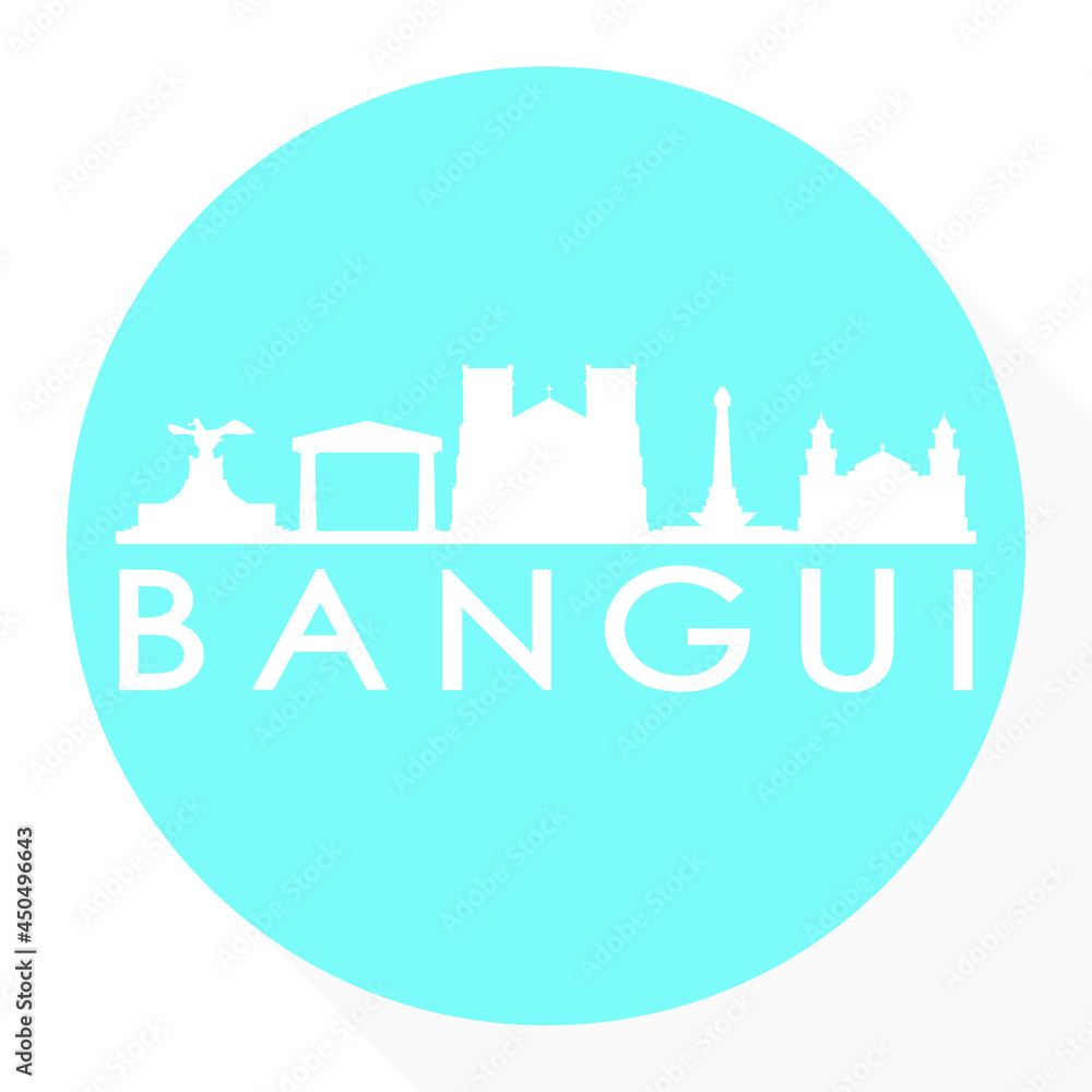 Bangui, Central African Republic Round Button City Skyline Design. Silhouette Stamp Vector Travel Tourism. Bangui, Central African Republic Round Button City Skyline Design. Silhouette Stamp Vector Travel Tourism.