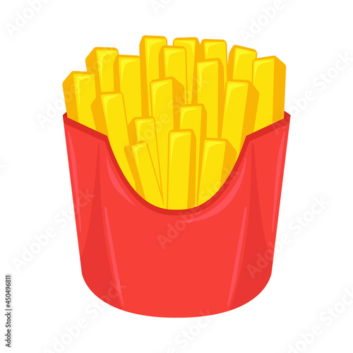 French Fries Sign Emoji Icon Illustration. Fast Food Potatoes Vector Symbol Emoticon Design Clip Art Sign Comic Style.