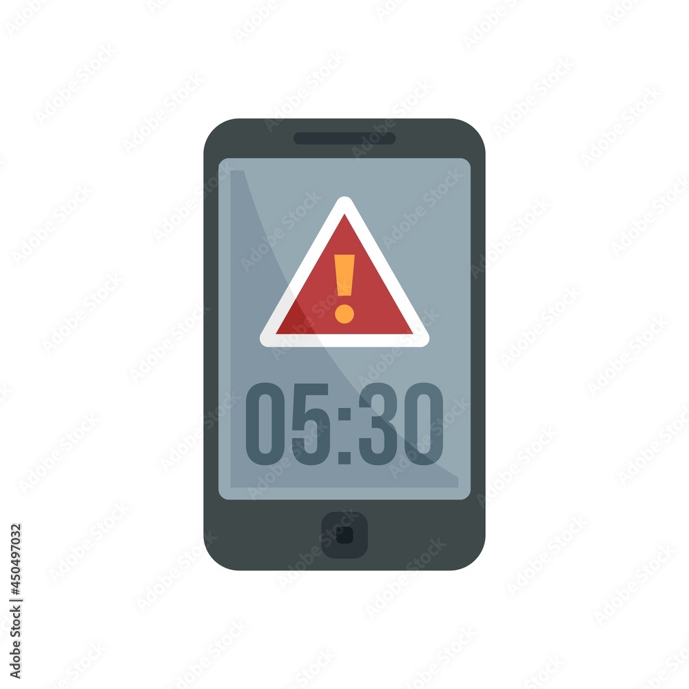 Deadline phone alarm icon flat isolated vector Deadline phone alarm icon flat isolated vector