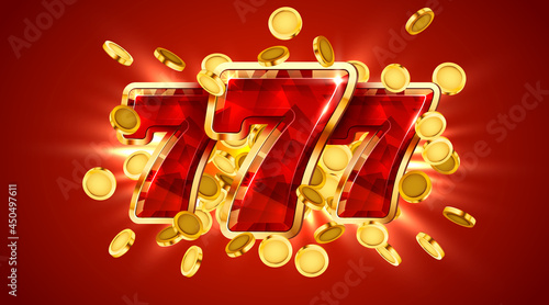 Slot machine wins the jackpot. 777 Big win concept. Casino jackpot.