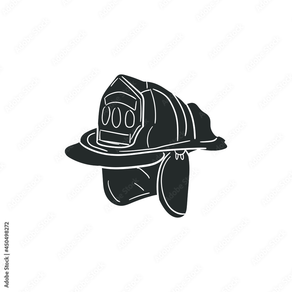 Firefighter Helmet Icon Silhouette Illustration. Fireman Protection