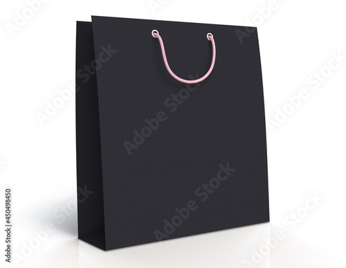Black 3D illustration gift bag with pink rope