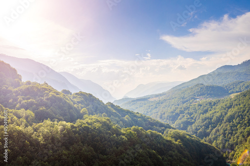 Fototapeta Naklejka Na Ścianę i Meble -  Dreamy landscape of mountains near Tara canyon in Montenegro.