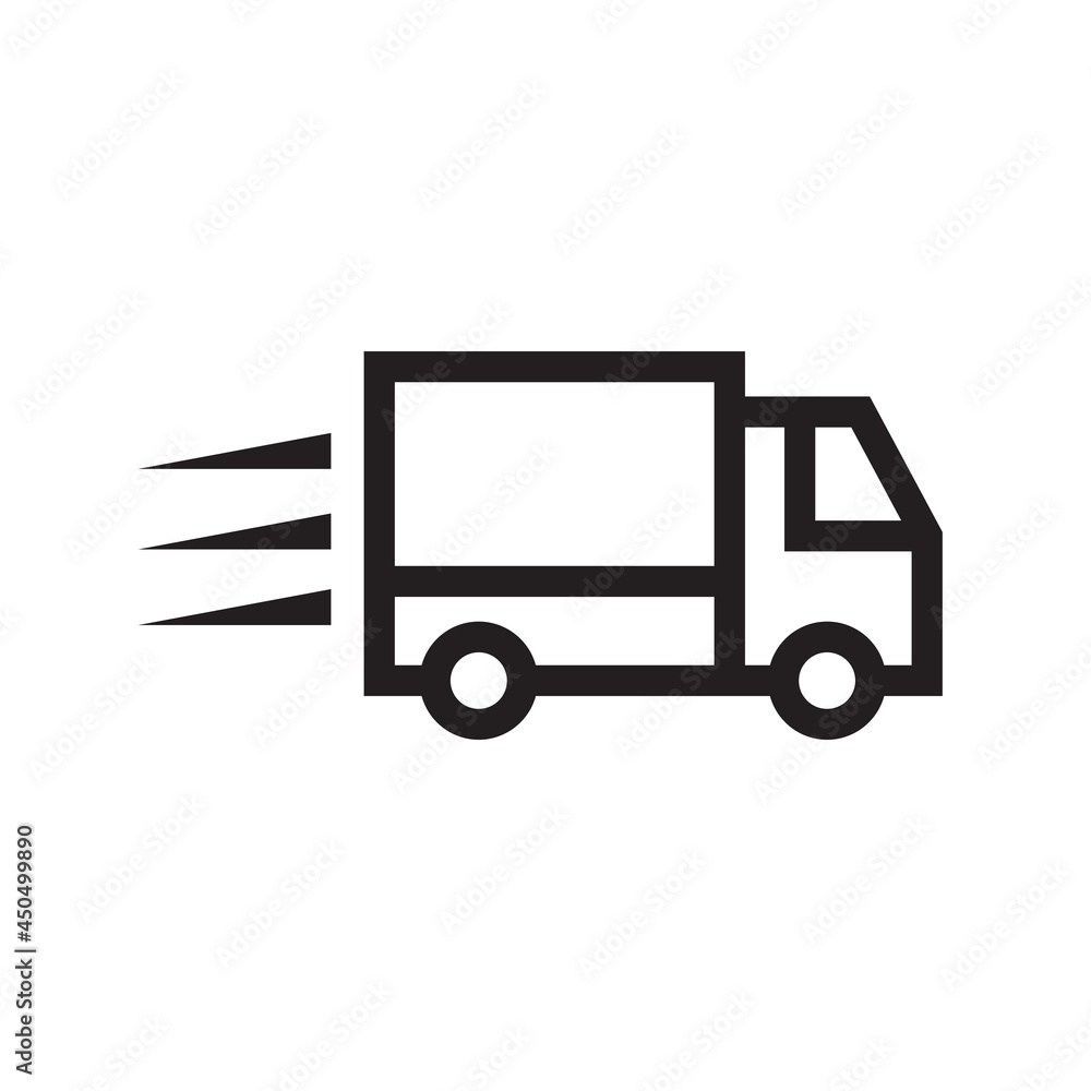 Shipping fast delivery truck icon symbol, Pictogram flat outline design for apps and websites, Isolated on white background, Vector illustration