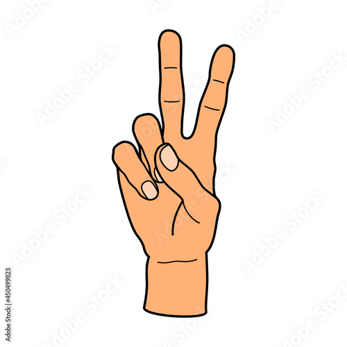 Two fingers hand gesture of peace vector illustration