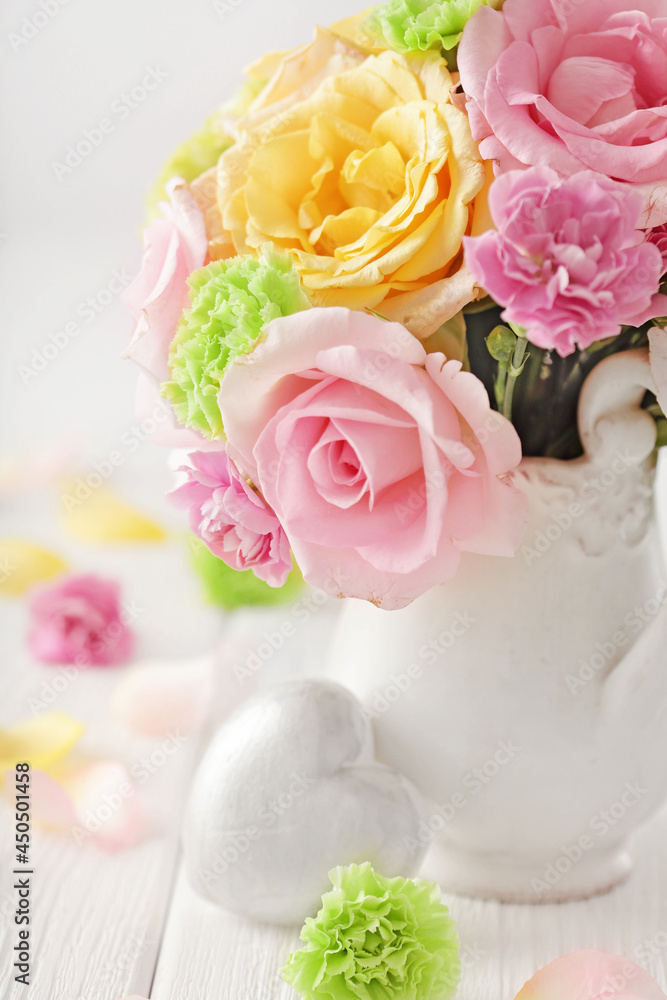 flowers in a vase, pastel colors, mothers day, birthday, wedding or another celebration flowers in a vase, pastel colors, mothers day, birthday, wedding or another celebration
