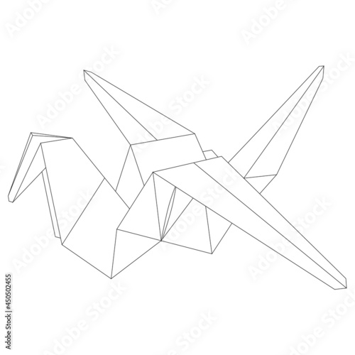 Vector crane in the style of origami. Paper bird icon. © Александр Колесников