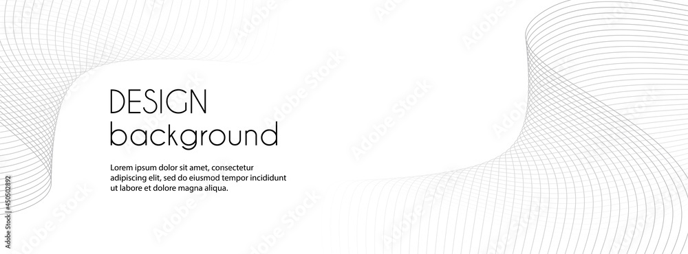 Abstract long white banner with wavy lines. Minimal vector background for facebook cover, web header design with copy space for text