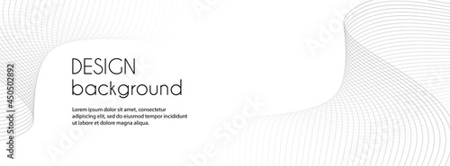 Abstract long white banner with wavy lines. Minimal vector background for facebook cover, web header design with copy space for text