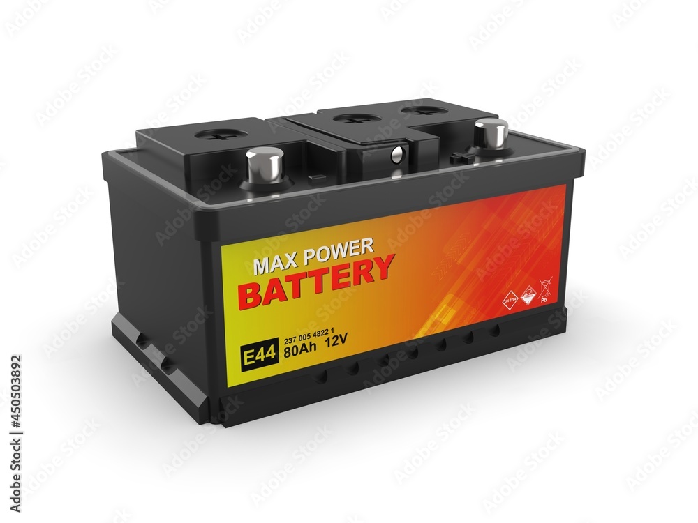 Car battery on white background Car battery on white background
