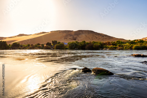 Sahara desert and river Nile - Aswan Egypt -