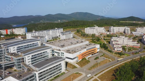 View from a drone on the campus of the Far Eastern Federal University FEFU photo