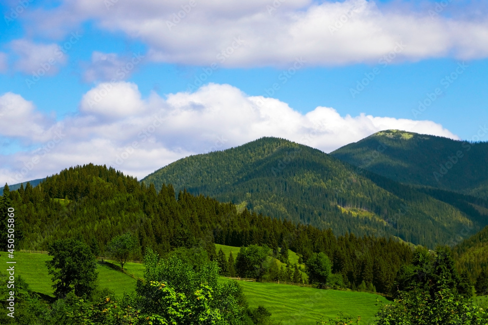 Mountain landscape with green field, Nature background Mountain landscape with green field, Nature background