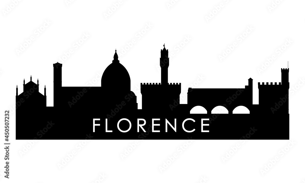 Florence skyline silhouette. Black Florence city design isolated on white background.