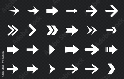 Arrow Vector Set. Abstract Arrow Icon Collection. Variety of Different Arrows Symbol for Web UI Design. Flat Style Isolated Arrow Design Elements