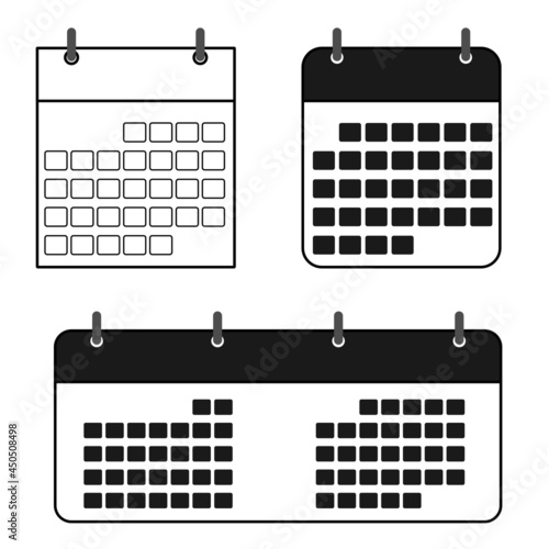 Vector calendar icon in two types.  One page one month and one page two months