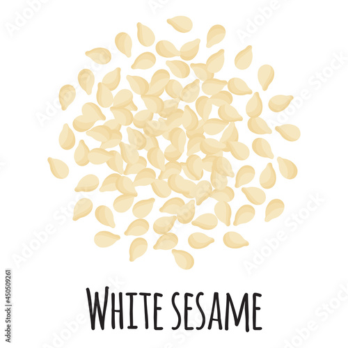 White sesame for template farmer market design, label and packing. Natural energy protein organic super food.