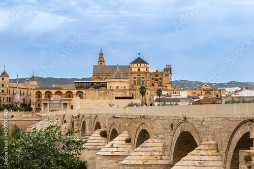 Mosque-Cathedral and the Roman Bridge with Callahora Tower (Torre de la Calahorra) in Cordoba, Andalusia, Spain