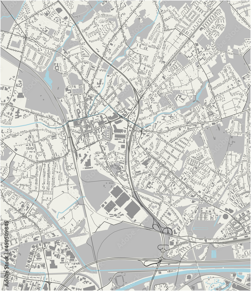 map of the city of Oberhausen, Germany