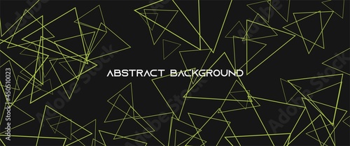 Abstract triangle geometry background. Scattered yellow triangle in black background vector design. Suitable for background, desktop background, abstract background, backdrop, banner.