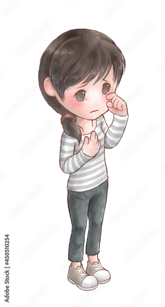 悲しくて泣いている女性のイラスト素材 悲しくて泣いている女性のイラスト素材