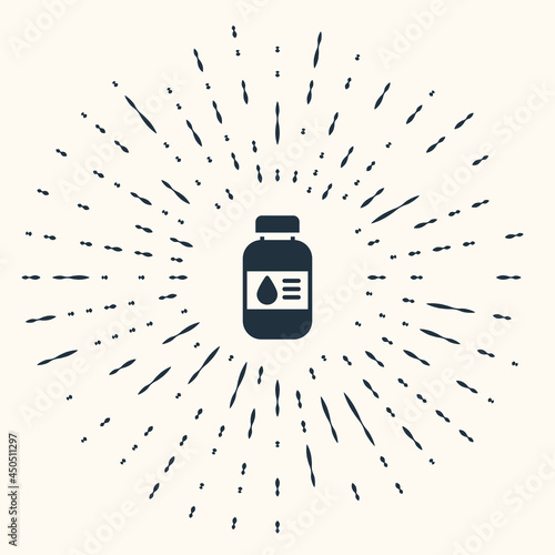 Grey Printer ink bottle icon isolated on beige background. Abstract circle random dots. Vector