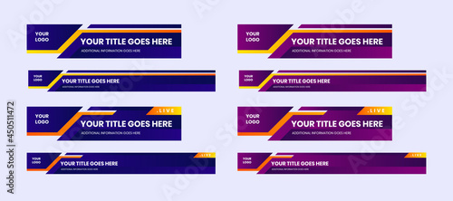 Lower Third TV News Bars Set Vector. News alerts, video streaming. Breaking, fake, sports news. Interface mark. The template mockup is editable and ready for your designs. Vector illustration