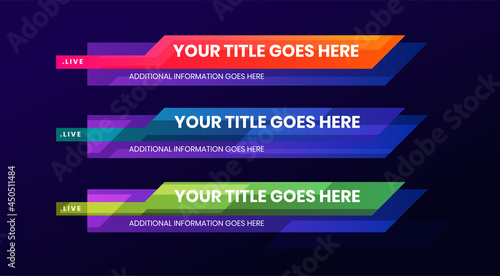 Colorful News Lower Thirds Pack. Sign Of live News, Ultra HD. Banners For Broadcasting Television Video Template. Isolated Illustration