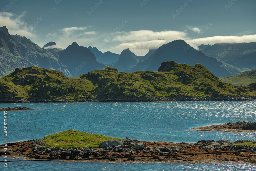 Nordland County Lofoten Distinctive Scenery During Summer