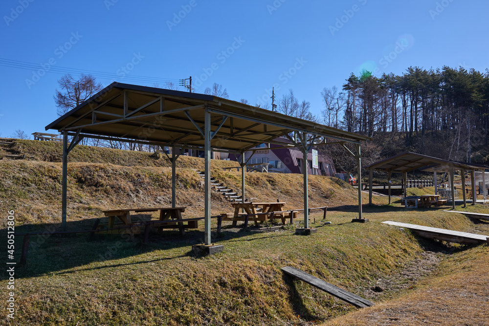 12月（冬）、陣馬形山のキャンプ場（キャンパーなし・無人） 長野県上伊那郡中川村