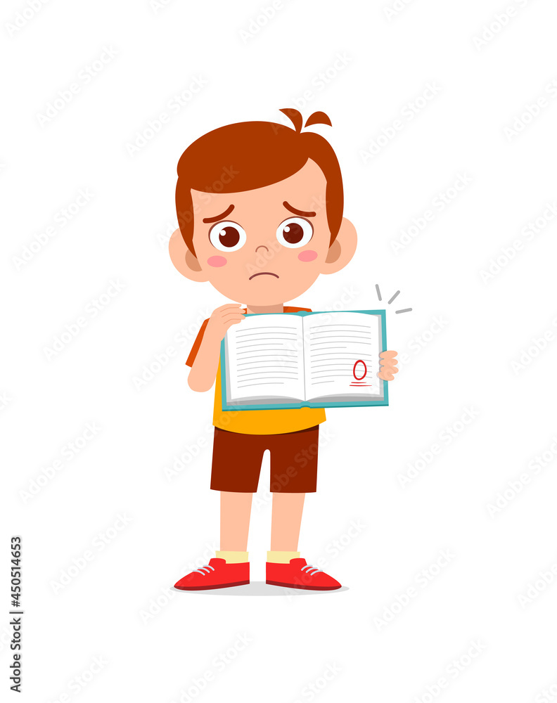 cute little boy feel sad because get bad grade from exam cute little boy feel sad because get bad grade from exam