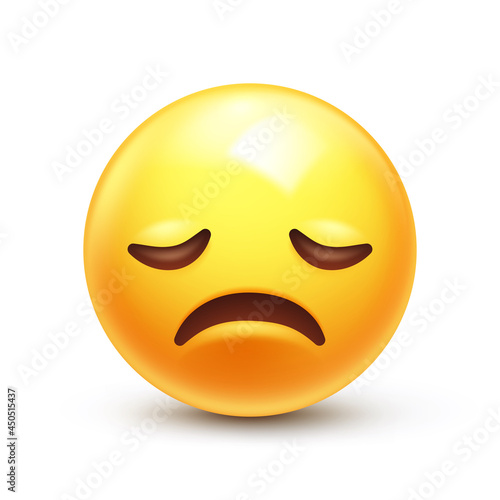 Disappointed emoji. Sad face, unhappy emoticon 3D stylized vector icon