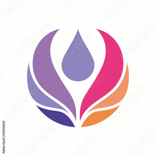 beauty lotus with waterdrops logo design