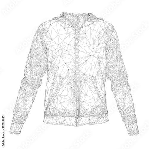 Low poly blazer frame with pockets isolated on white background. 3D. Vector illustration photo