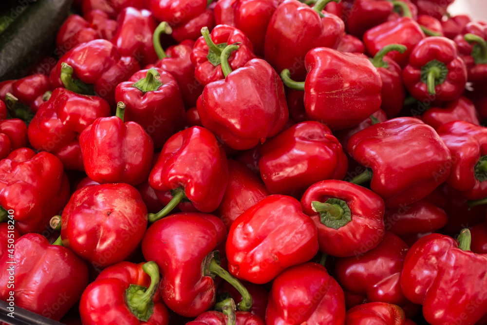 red pepper on market counter