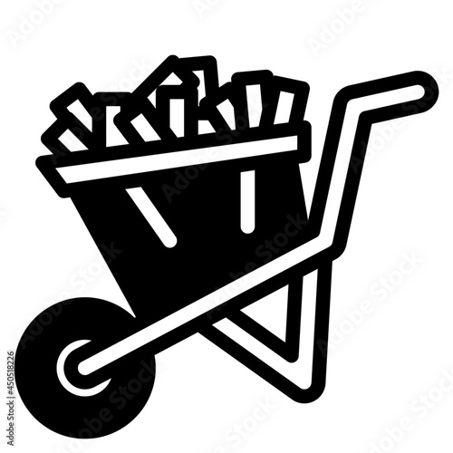 wheelbarrow glyph icon