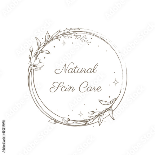 Floral Mystic Logo Design. Handdrawn blossom herbs