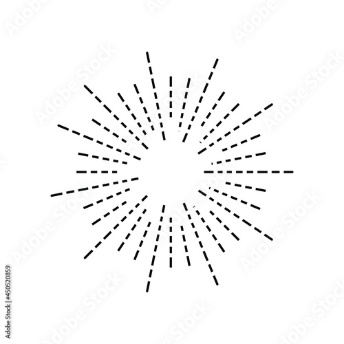 Vector Retro Burst, Hand Drawn Circle, Vintage Starburst, Black Design Element on White Background.